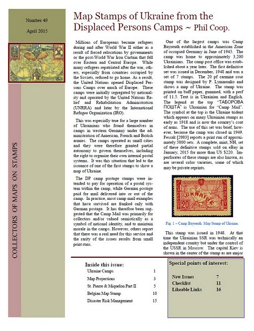 New Carto Philatelist Number 49 April 2015 Cover